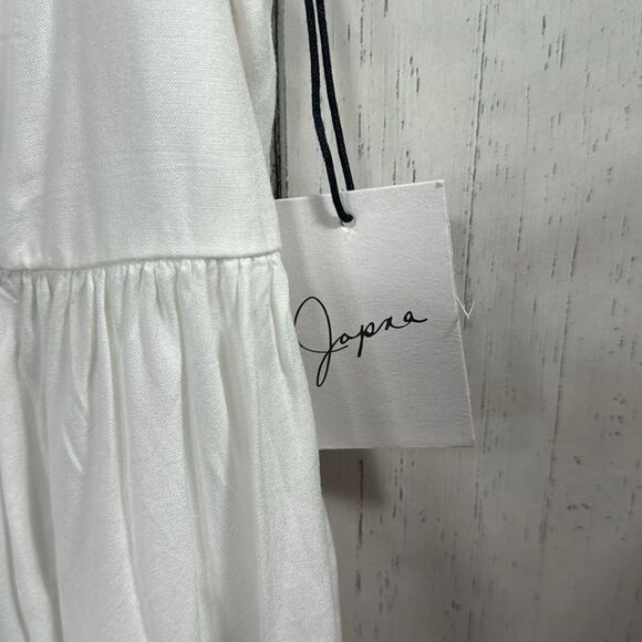 Japna Embroidered White Pleated Boho Short Sleeves Summer Beachy Blouse - Picture 7 of 12